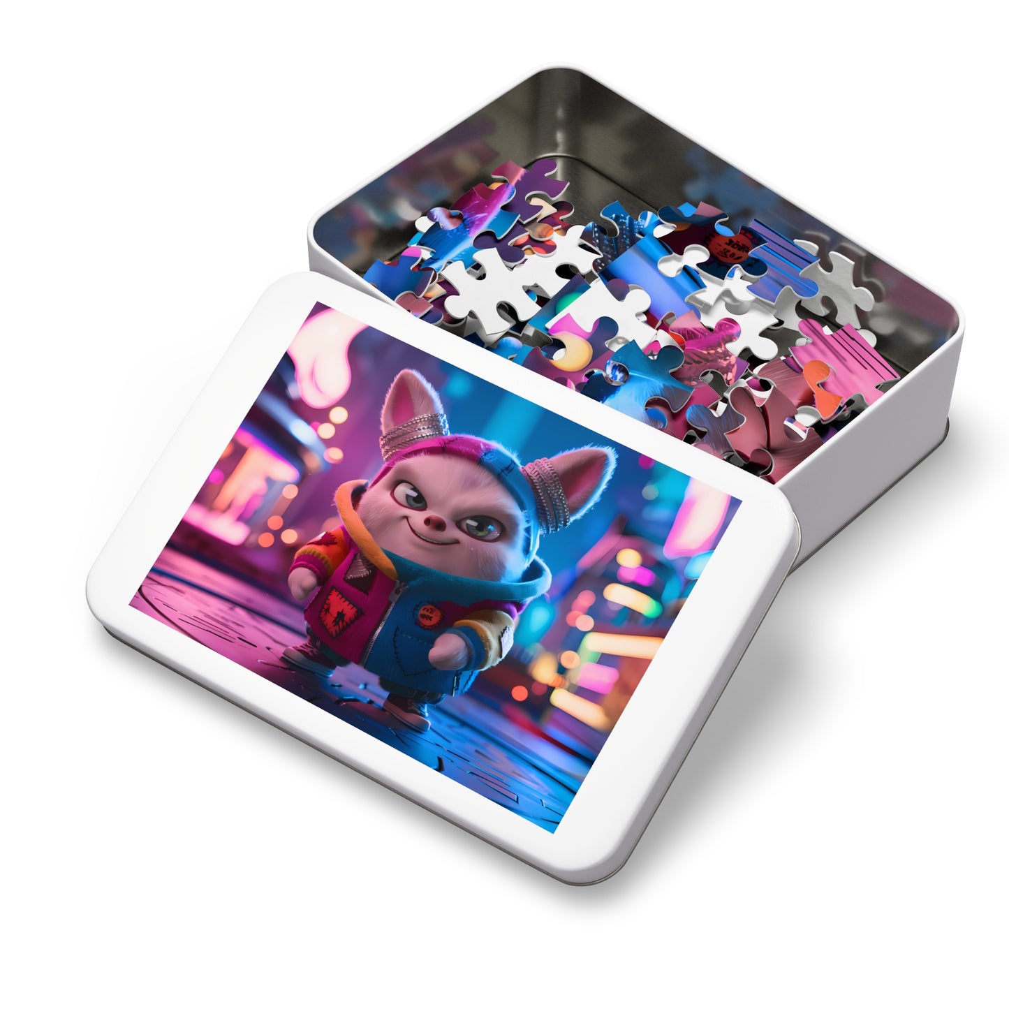 The Adventurous Bunny in Cyber City - Jigsaw Puzzle (30, 110, 252, 500,1000-Piece)