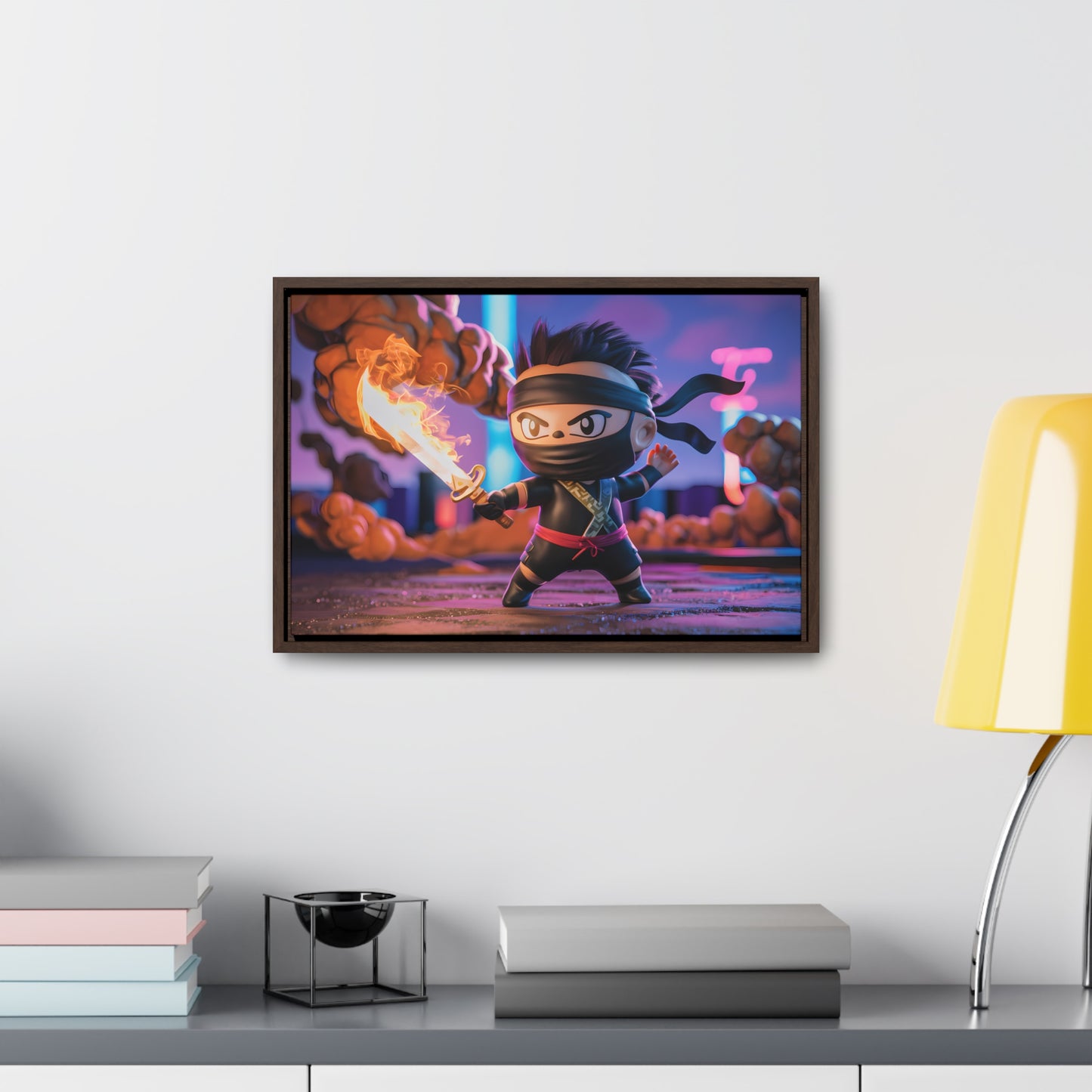 "Flameblade Ninja in Action" - Gallery Canvas Wraps, Horizontal Frame