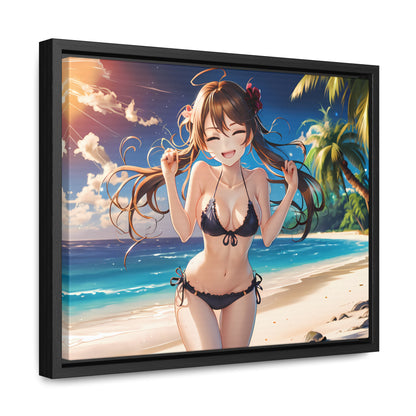 Sunlit Joy on the Beach - Gallery Canvas Wraps, Horizontal Frame