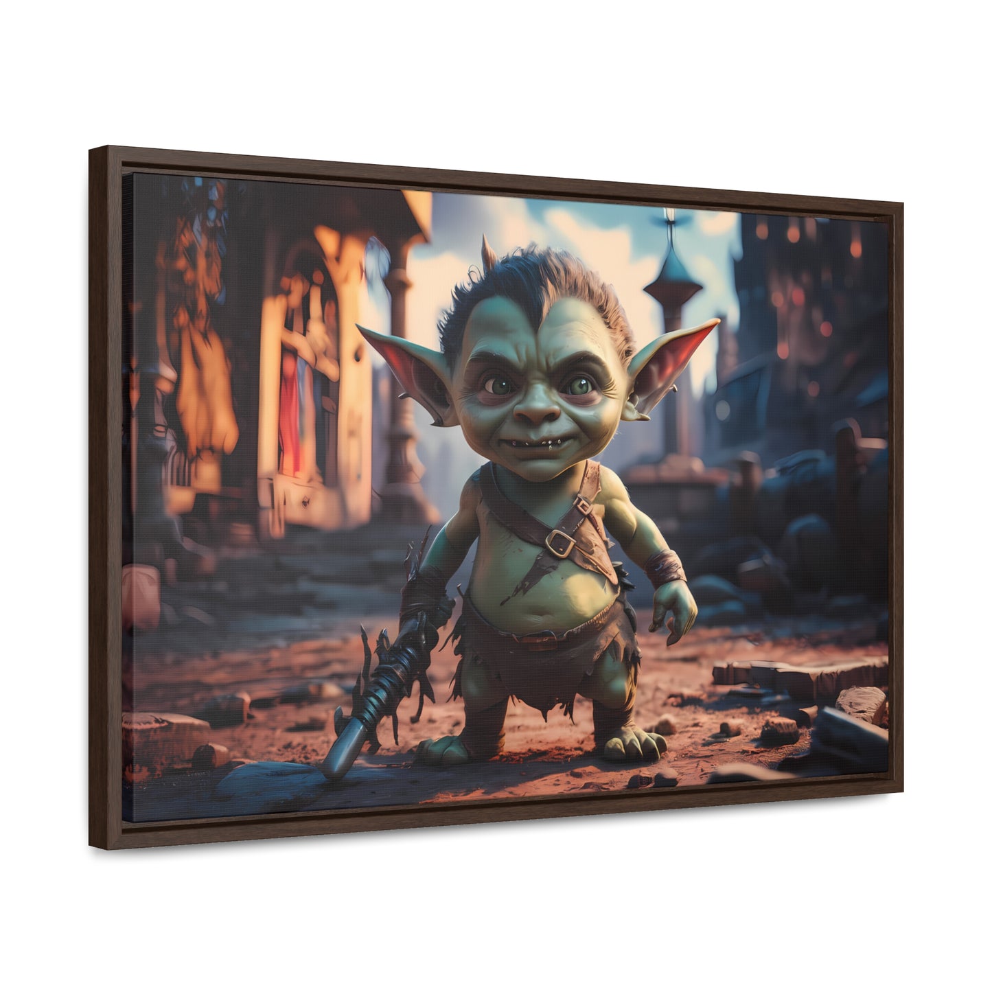 Goblin Warrior in the Ruined City - Gallery Canvas Wraps, Horizontal Frame