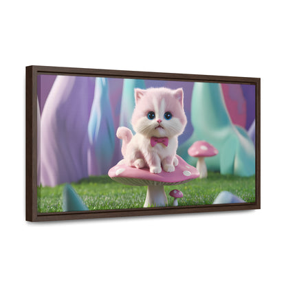 Whimsical Kitten on a Mushroom Throne - Gallery Canvas Wraps, Horizontal Frame
