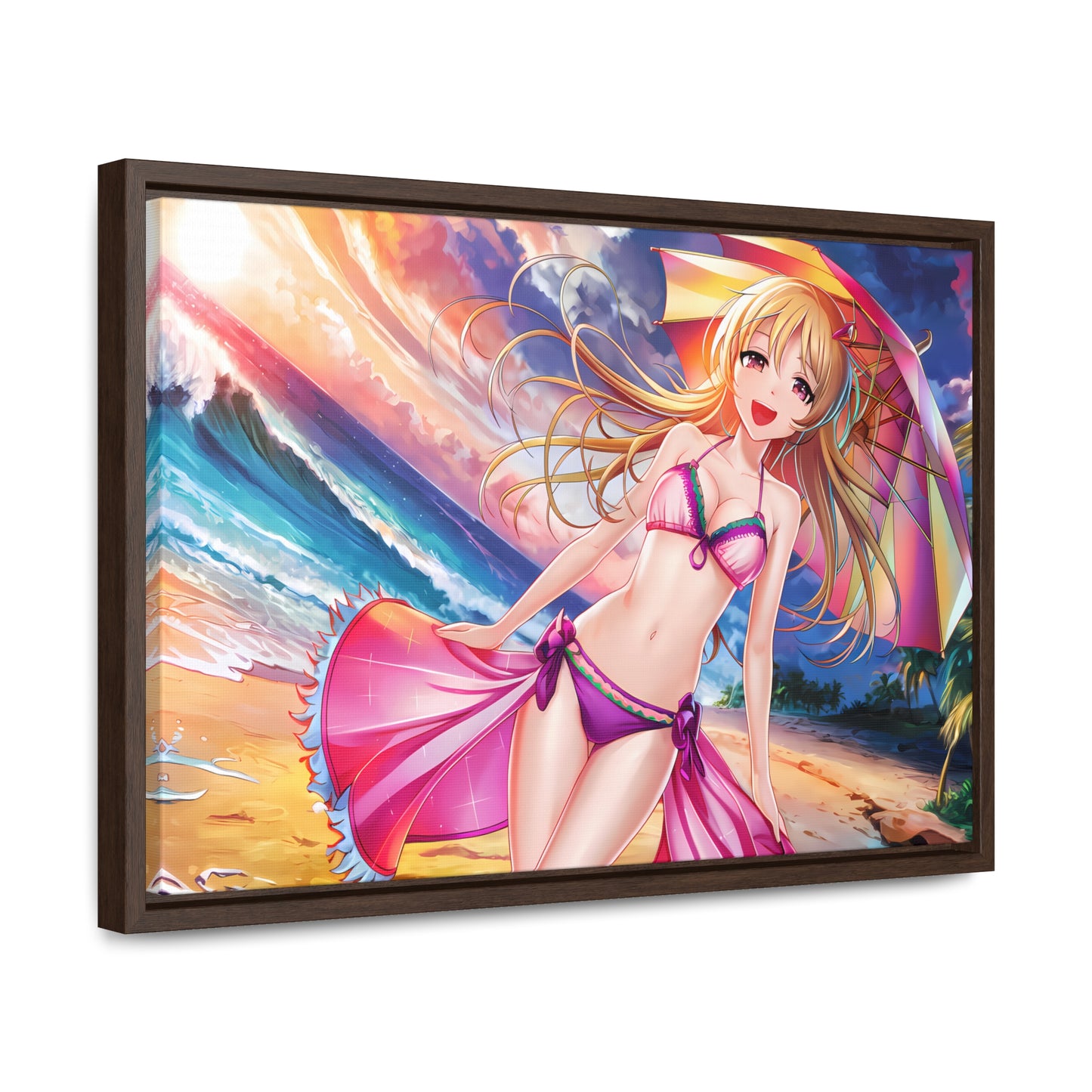 Sunset Stroll on the Beach - Gallery Canvas Wraps, Horizontal Frame