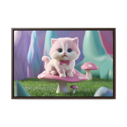 Whimsical Kitten on a Mushroom Throne - Gallery Canvas Wraps, Horizontal Frame