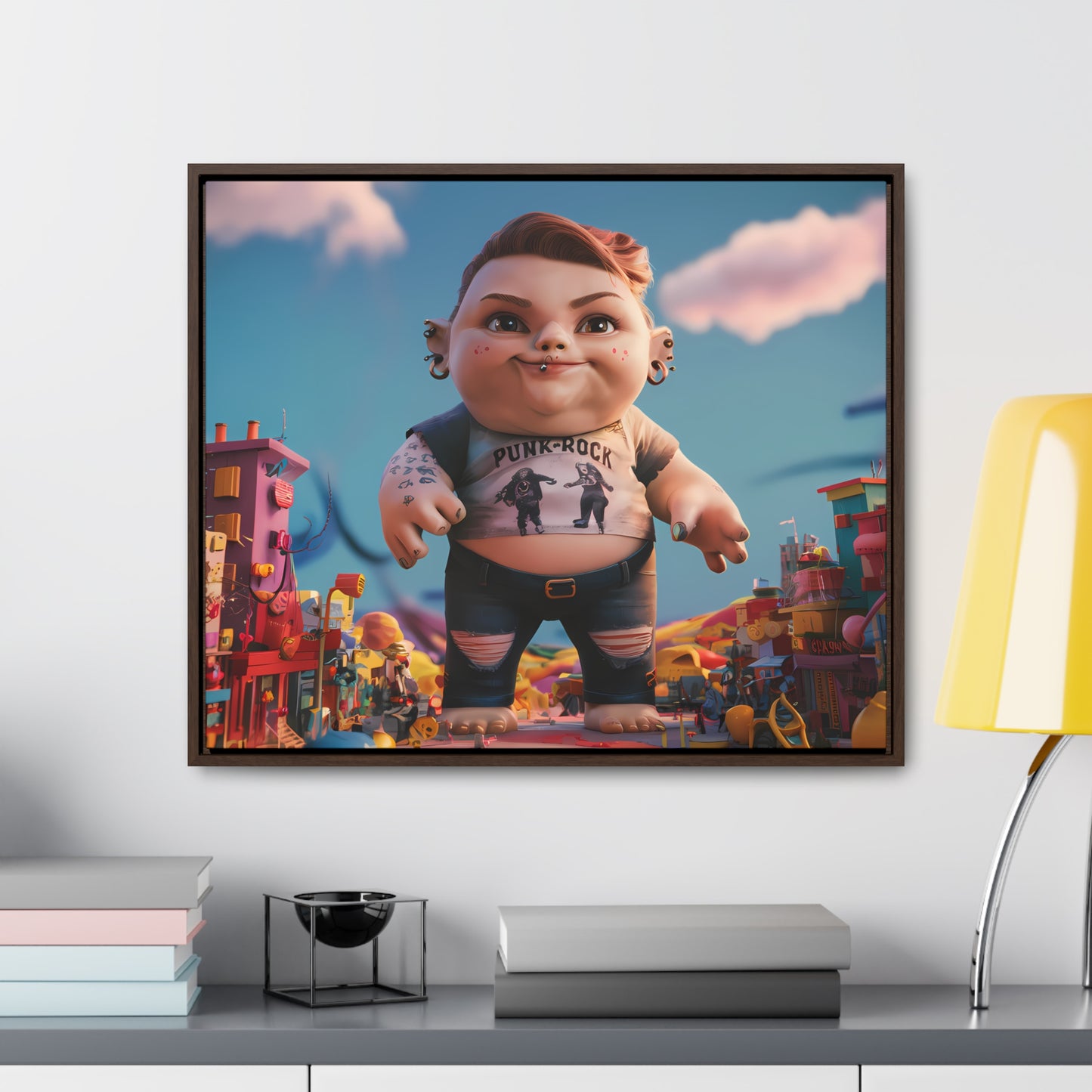 "Punk Rock Titan in Toy Town" - Gallery Canvas Wraps, Horizontal Frame