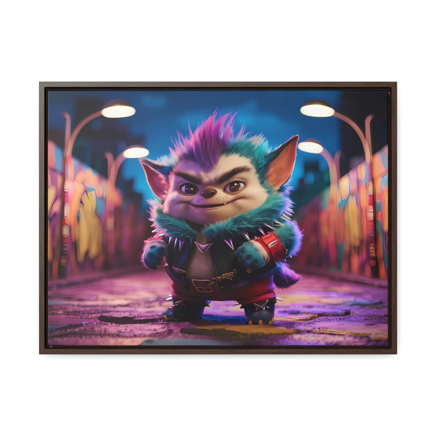 Rebel Furry in the Neon Alley - Gallery Canvas Wraps, Horizontal Frame