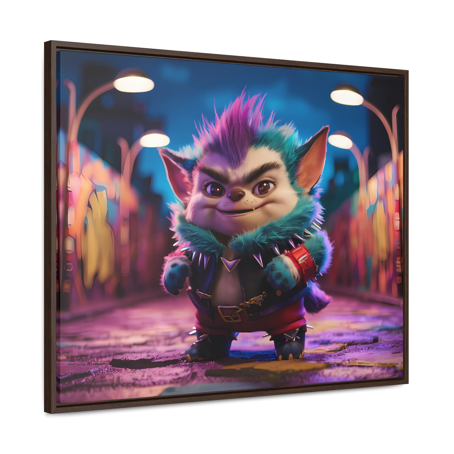 Rebel Furry in the Neon Alley - Gallery Canvas Wraps, Horizontal Frame