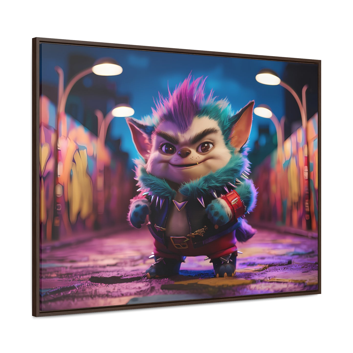 Rebel Furry in the Neon Alley - Gallery Canvas Wraps, Horizontal Frame