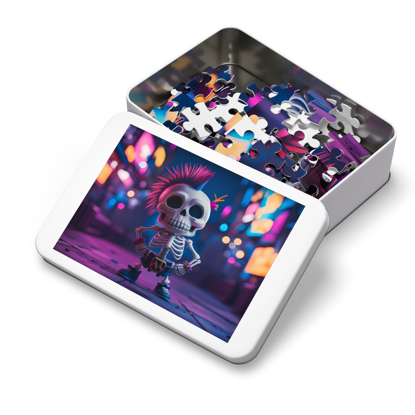 Rebel Bones in Neon Streets - Jigsaw Puzzle (30, 110, 252, 500,1000-Piece)