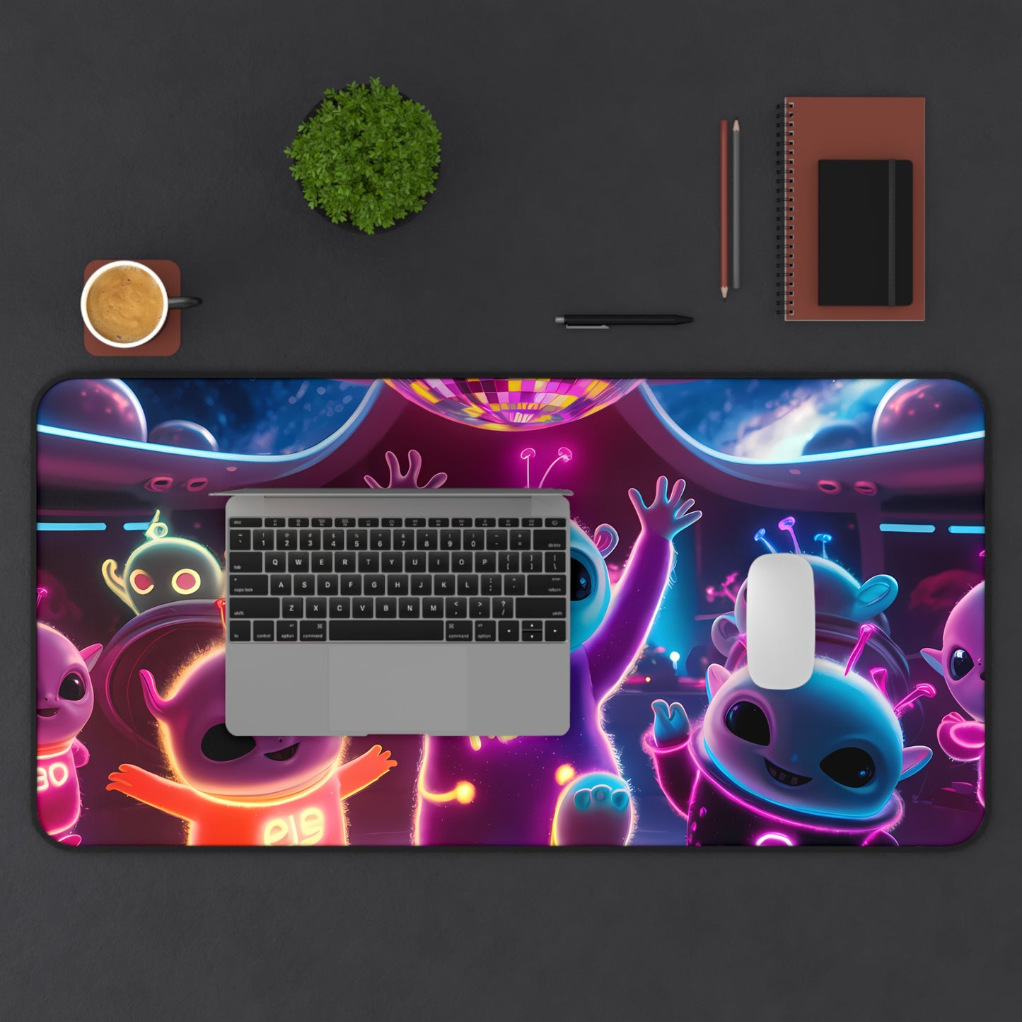 Alien Dance Party in Space - Desk Mat