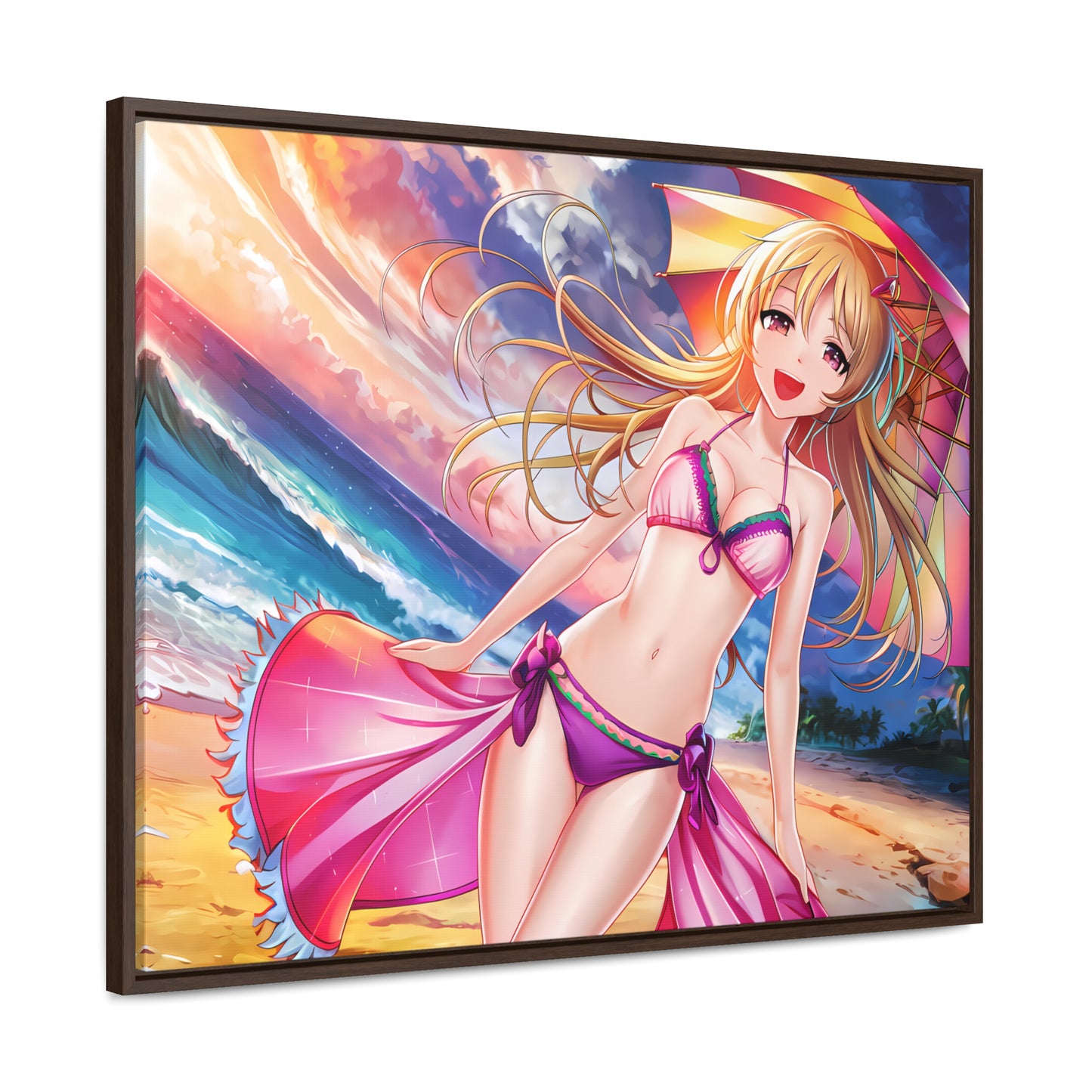 Sunset Stroll on the Beach - Gallery Canvas Wraps, Horizontal Frame