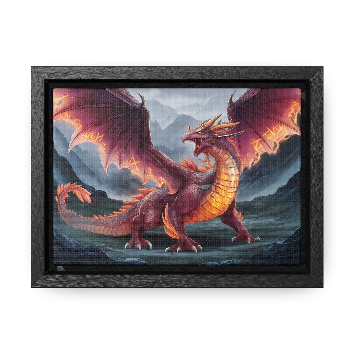 The Inferno Wyrm of the Ashen Peaks - Gallery Canvas Wraps, Horizontal Frame