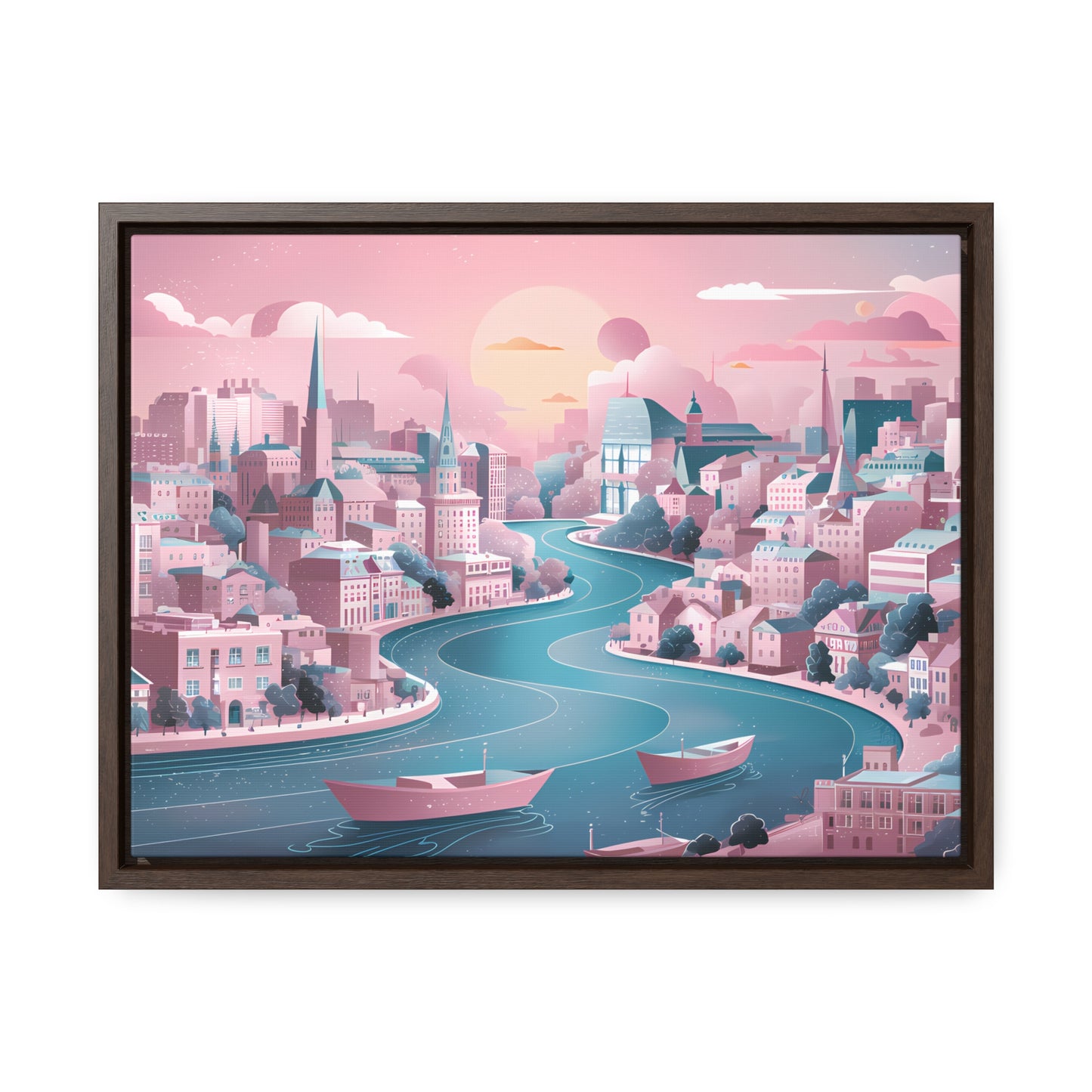 Serene City at Dawn - Gallery Canvas Wraps, Horizontal Frame