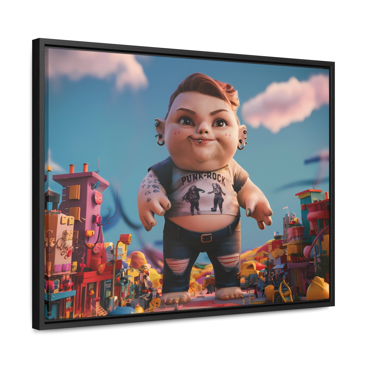 "Punk Rock Titan in Toy Town" - Gallery Canvas Wraps, Horizontal Frame