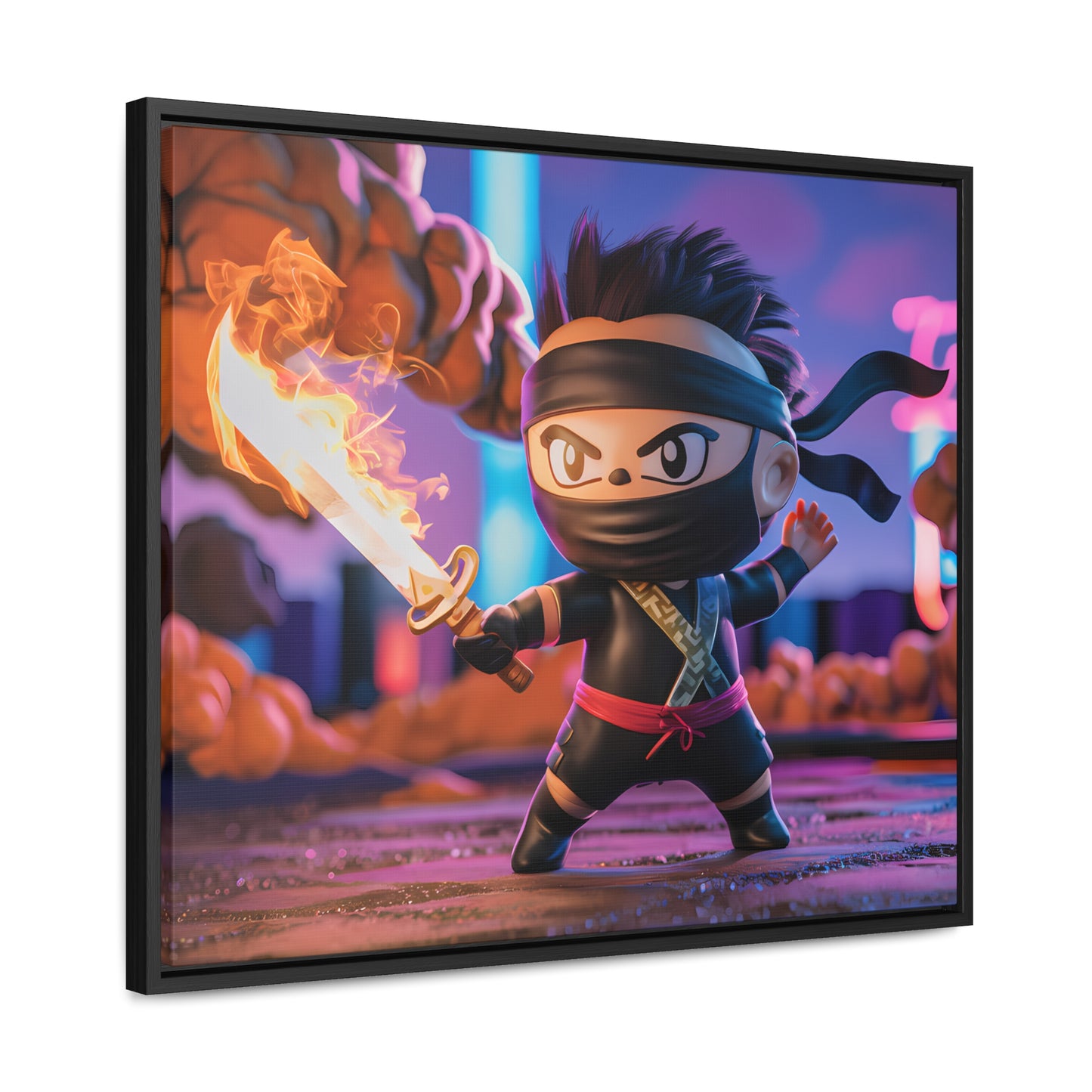 "Flameblade Ninja in Action" - Gallery Canvas Wraps, Horizontal Frame