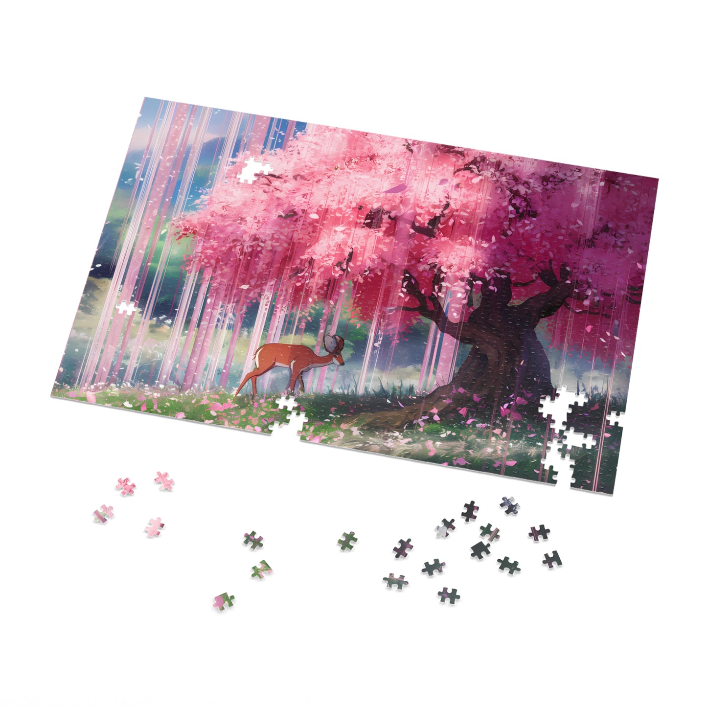 Serenity Under the Sakura Rain - Jigsaw Puzzle (30, 110, 252, 500,1000-Piece)