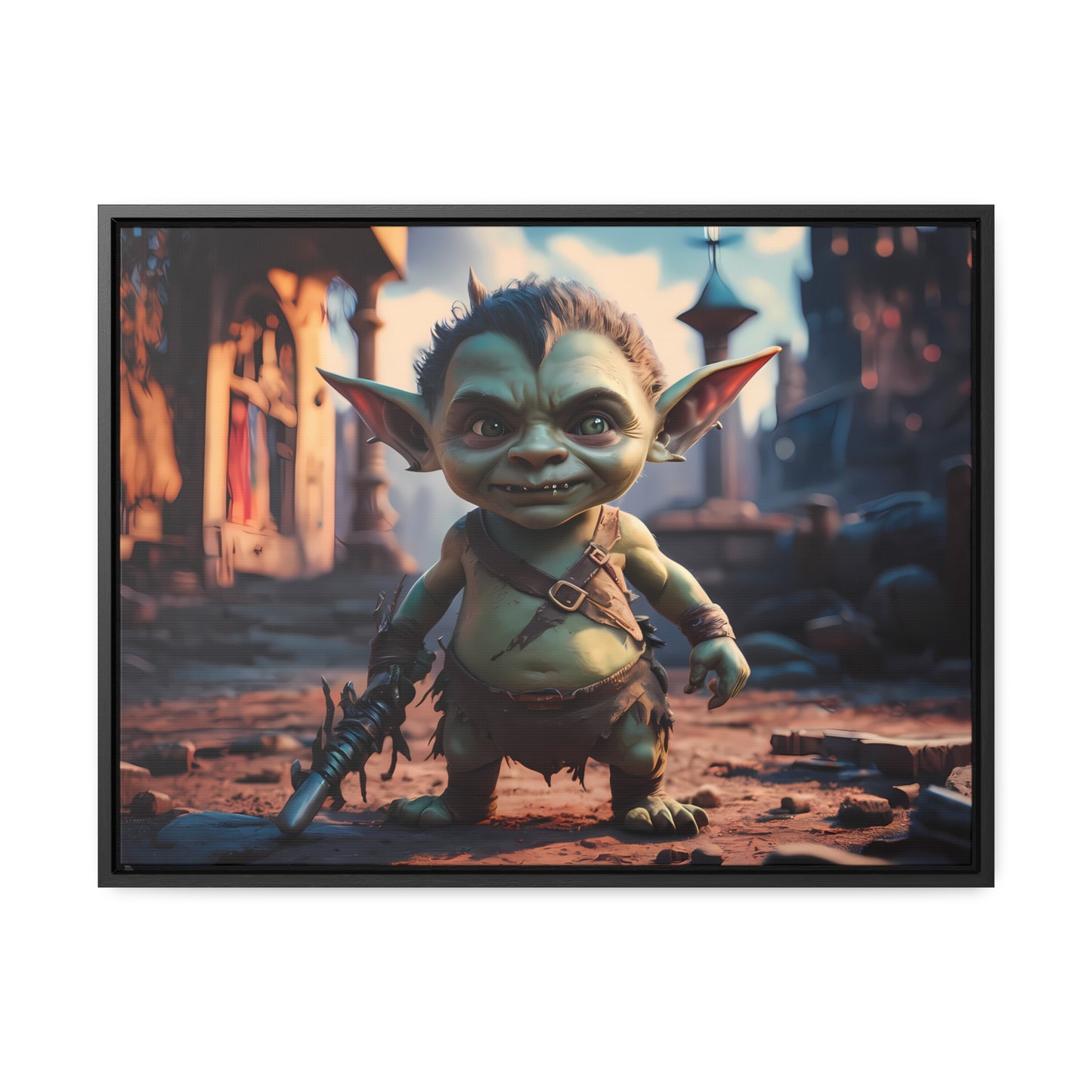 Goblin Warrior in the Ruined City - Gallery Canvas Wraps, Horizontal Frame