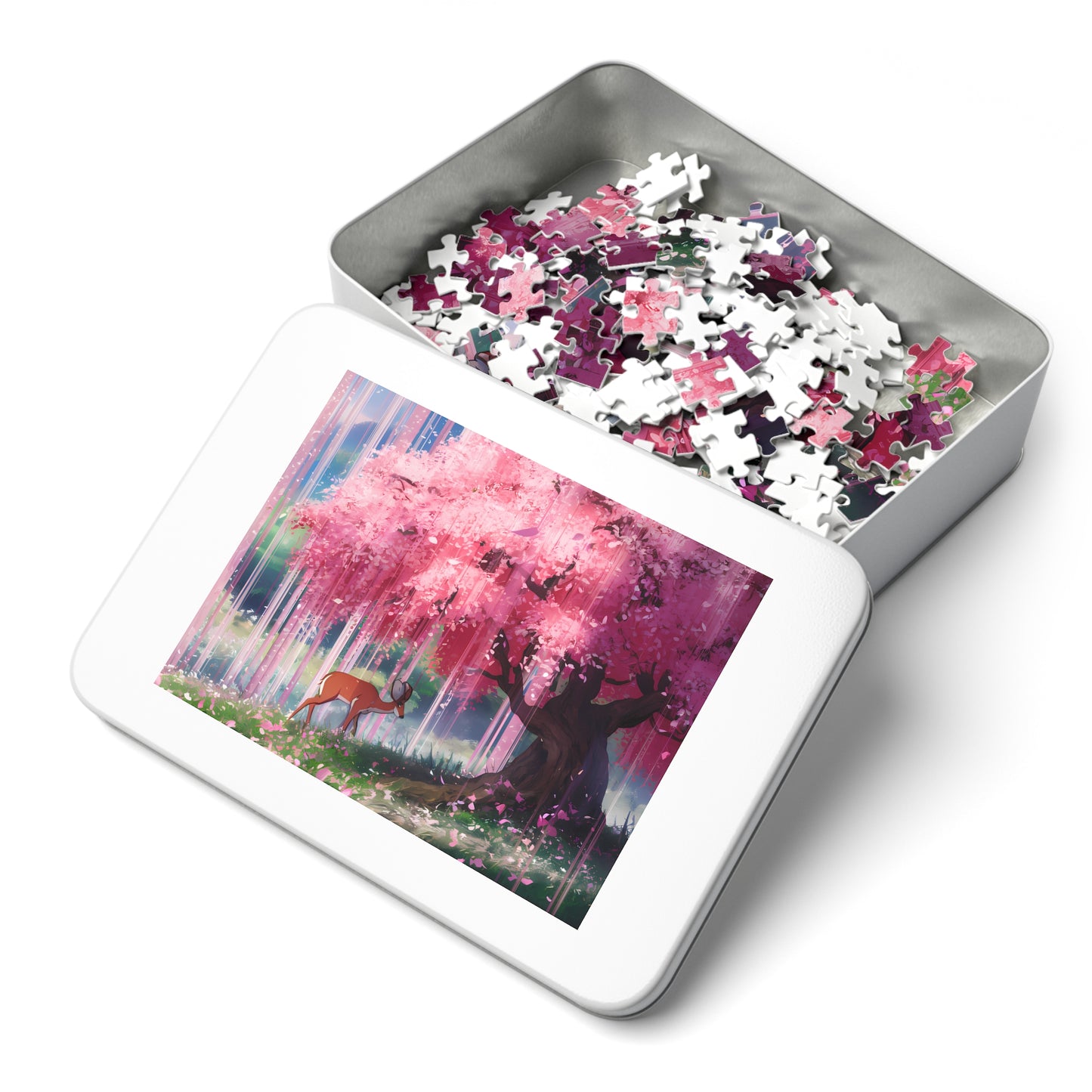 Serenity Under the Sakura Rain - Jigsaw Puzzle (30, 110, 252, 500,1000-Piece)