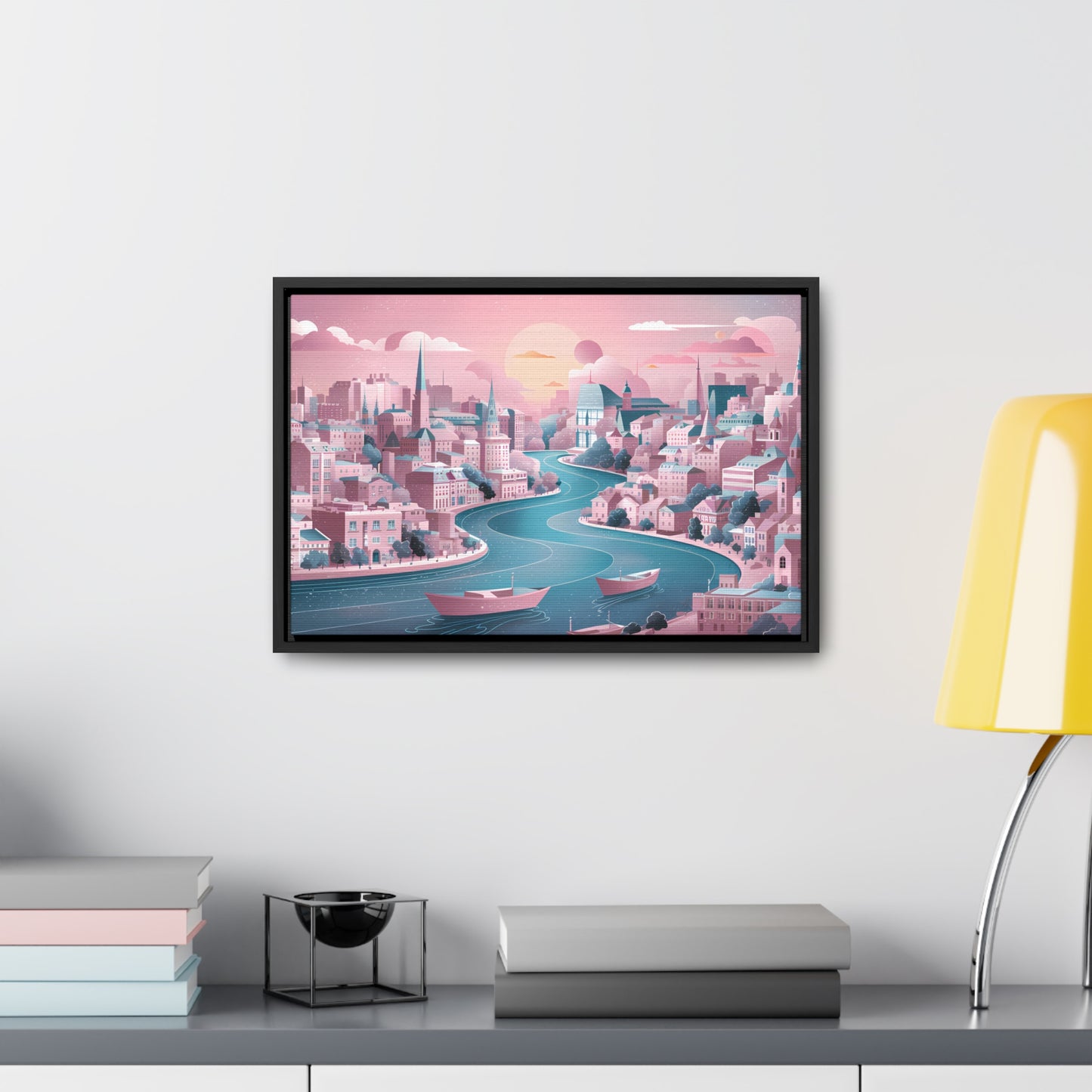 Serene City at Dawn - Gallery Canvas Wraps, Horizontal Frame