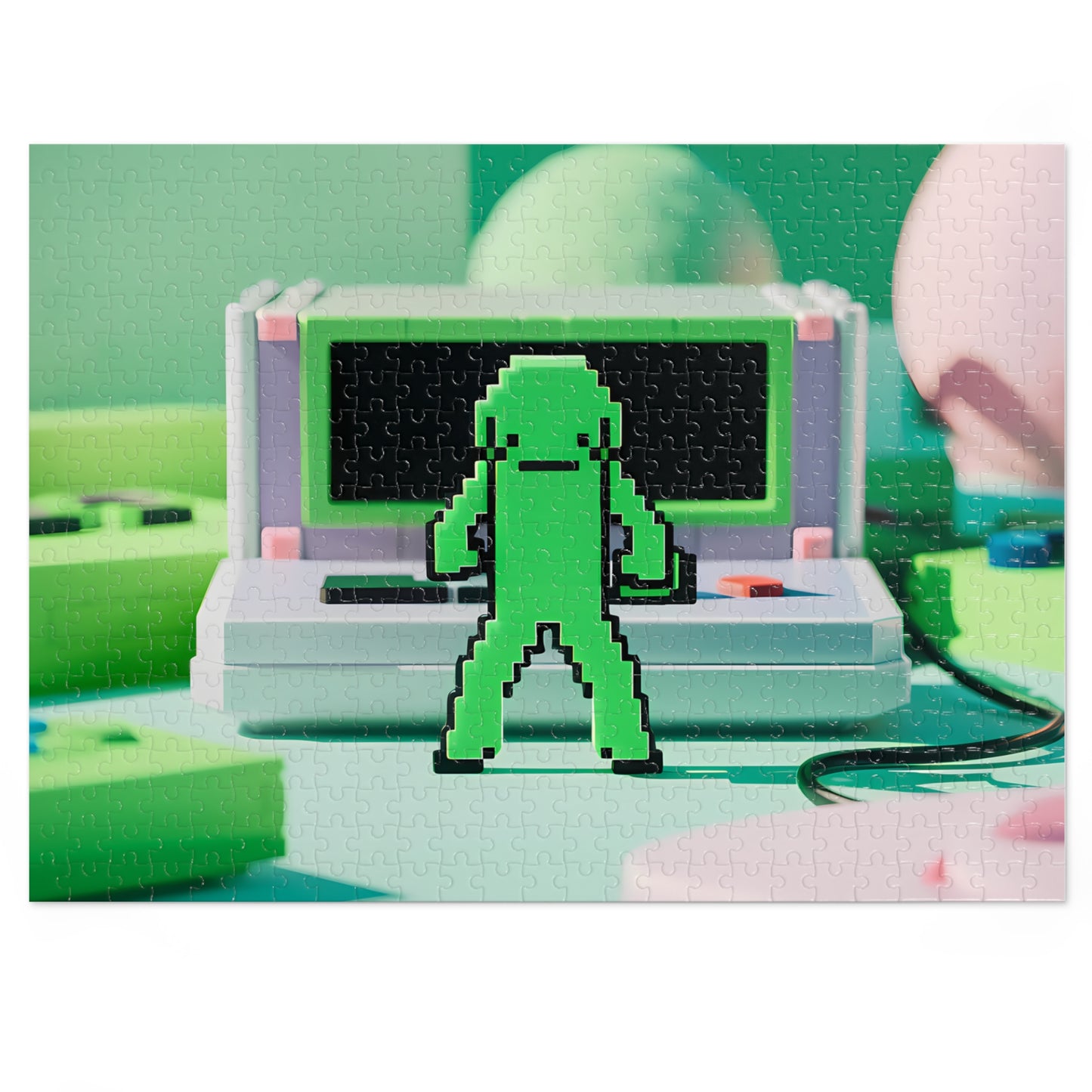 Pixel Guardian in the Digital Realm - Jigsaw Puzzle (30, 110, 252, 500,1000-Piece)