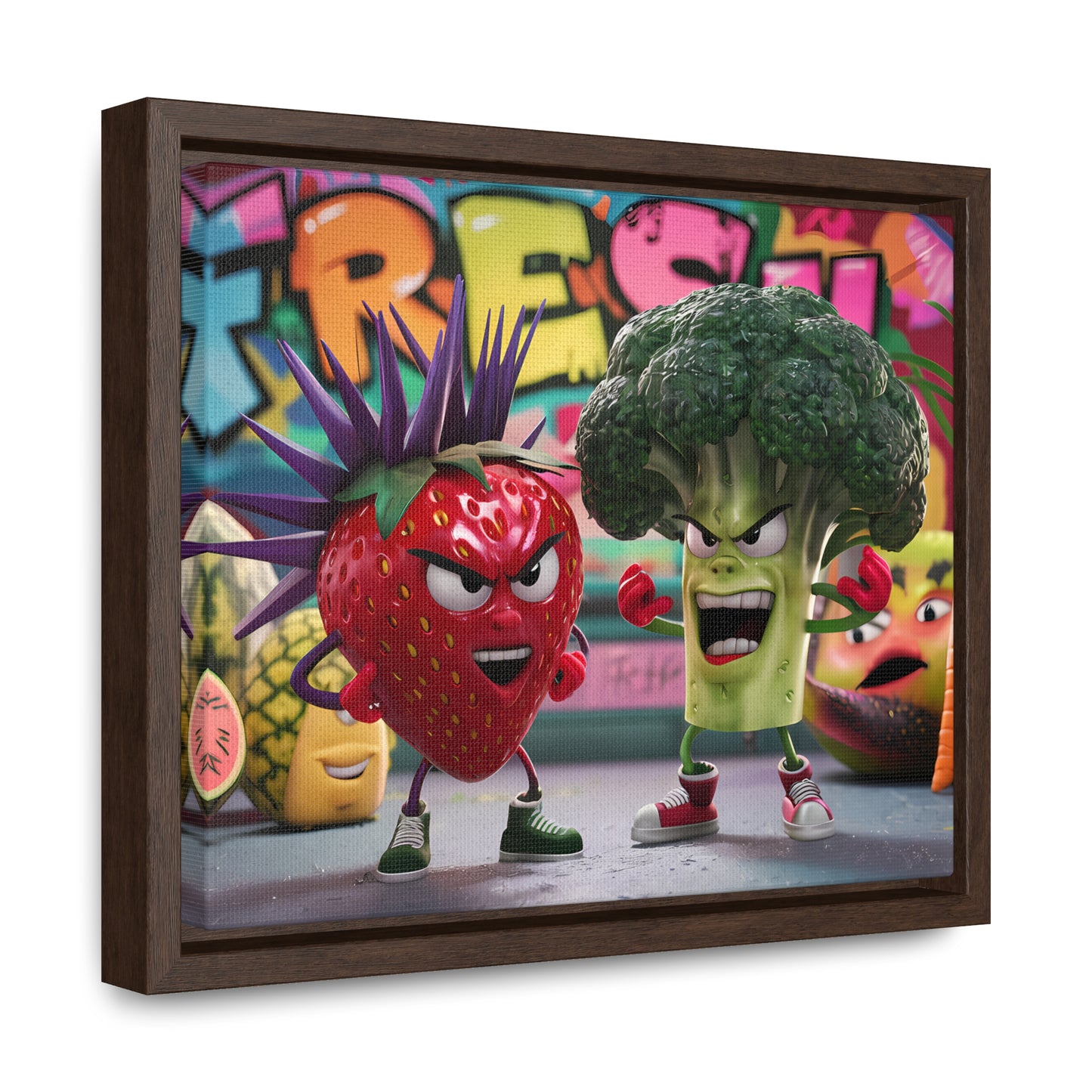 "Fresh Fight: Battle of the Bites" - Gallery Canvas Wraps, Horizontal Frame