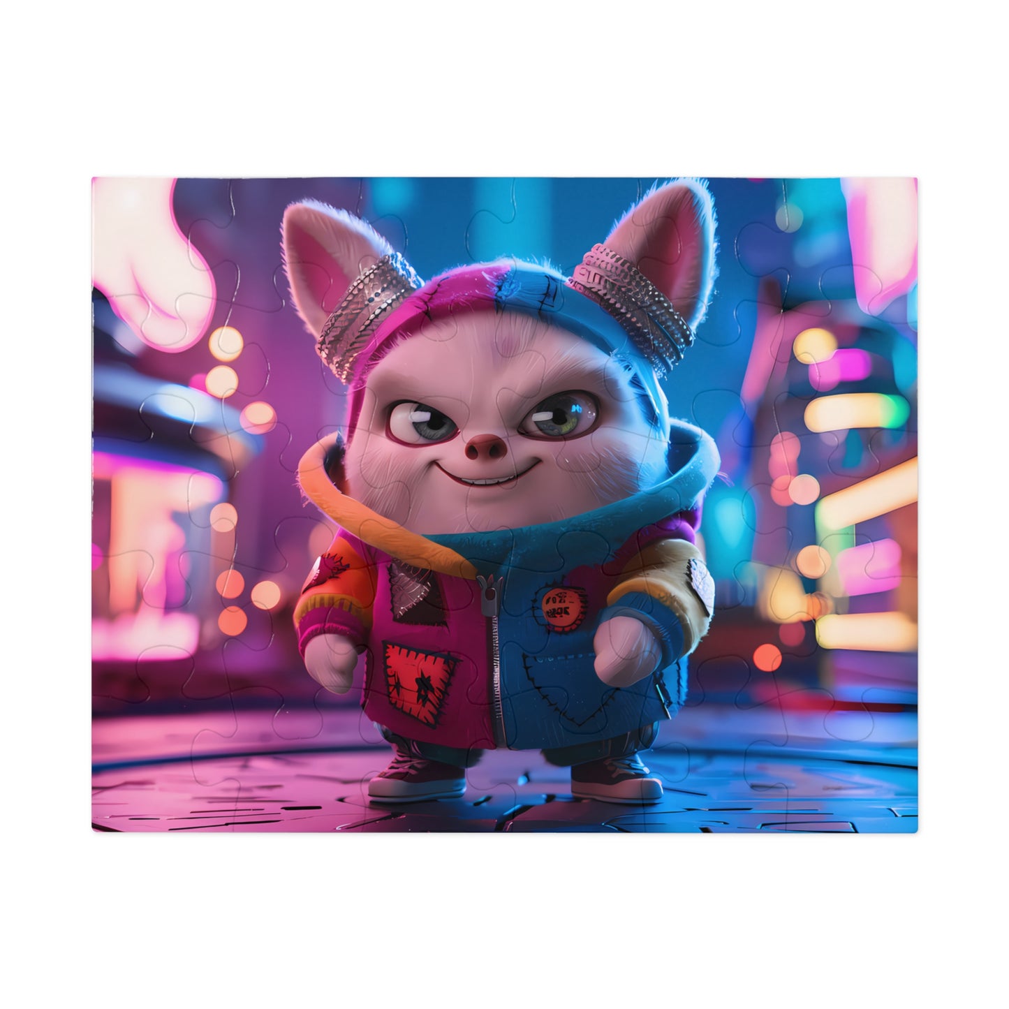 The Adventurous Bunny in Cyber City - Jigsaw Puzzle (30, 110, 252, 500,1000-Piece)
