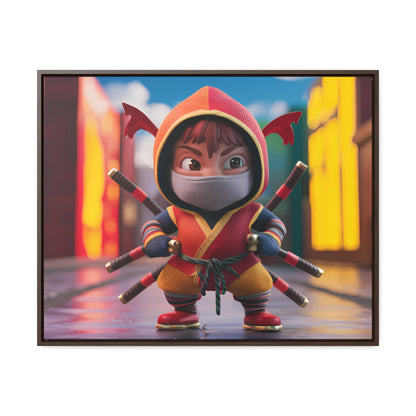 "Chibi Ninja Warrior in the City" - Gallery Canvas Wraps, Horizontal Frame