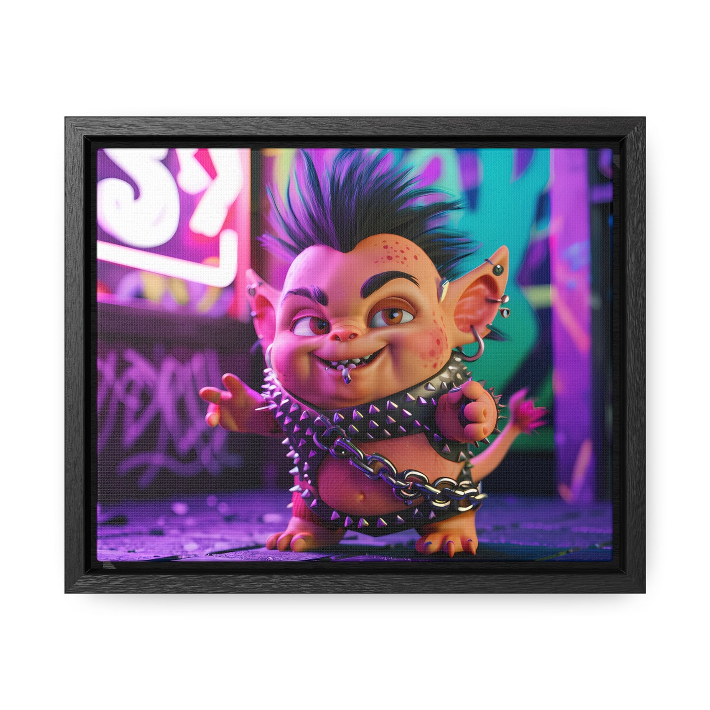 Punk Goblin in the Neon Alley - Gallery Canvas Wraps, Horizontal Frame