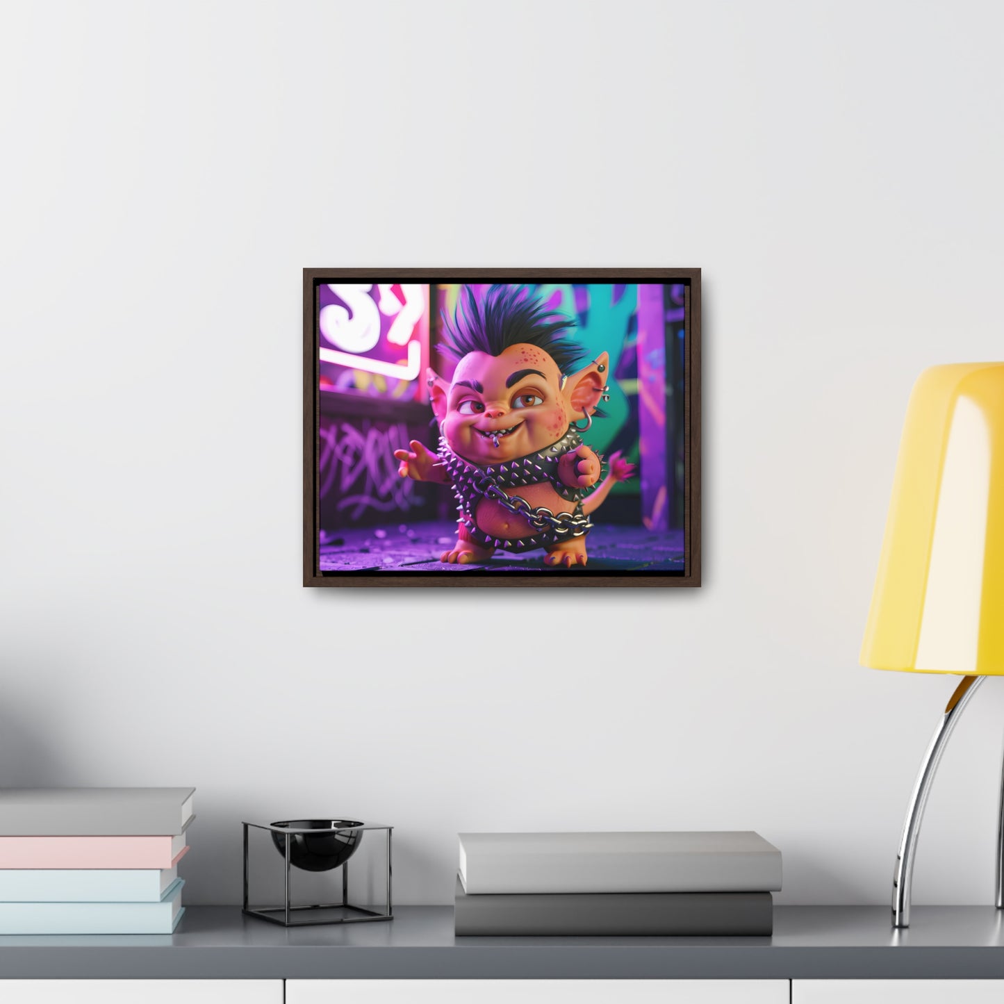 Punk Goblin in the Neon Alley - Gallery Canvas Wraps, Horizontal Frame