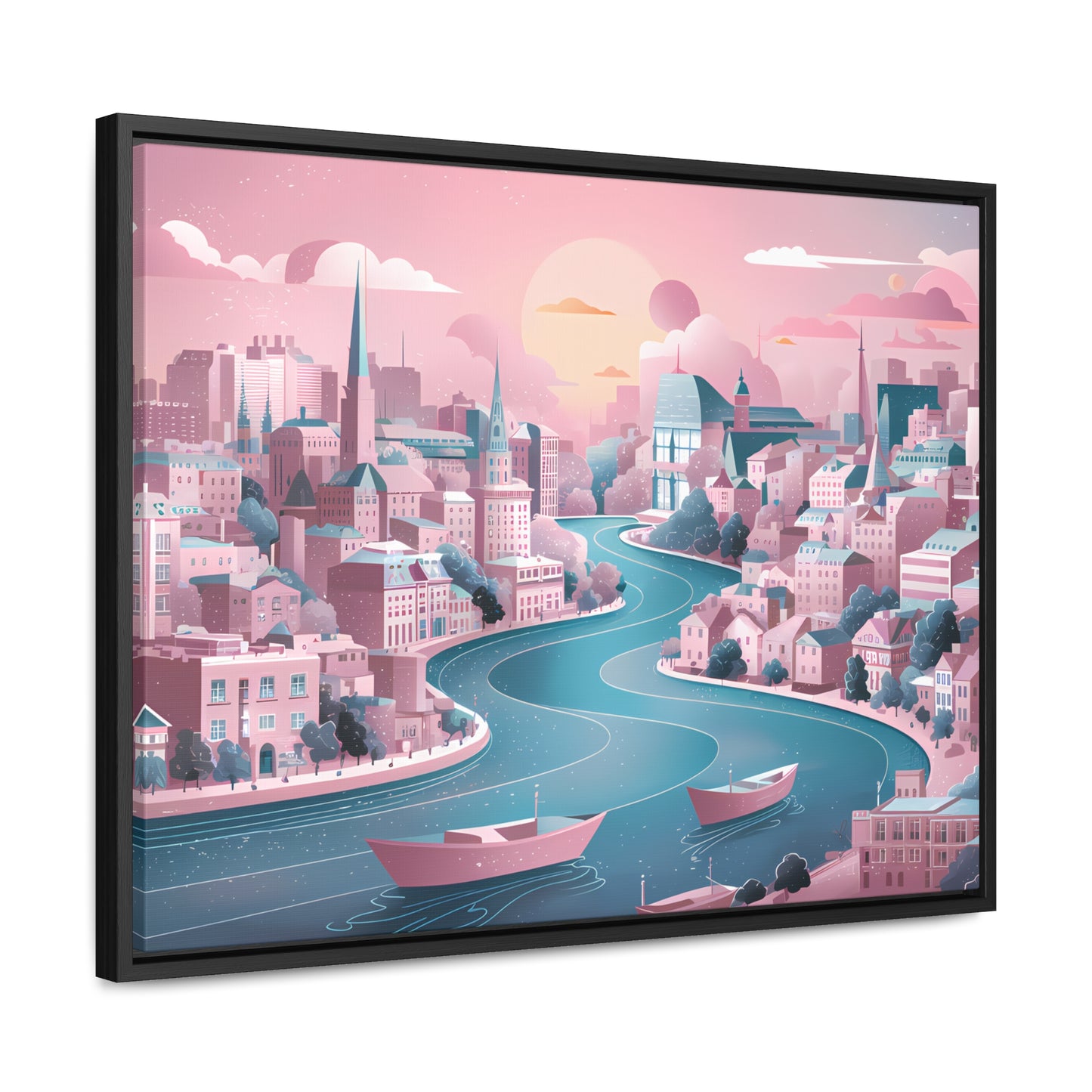 Serene City at Dawn - Gallery Canvas Wraps, Horizontal Frame