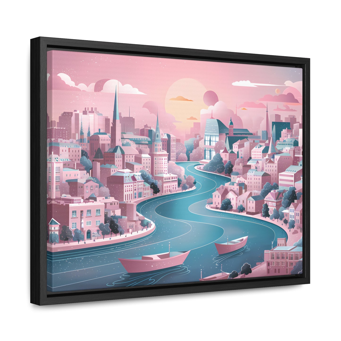 Serene City at Dawn - Gallery Canvas Wraps, Horizontal Frame