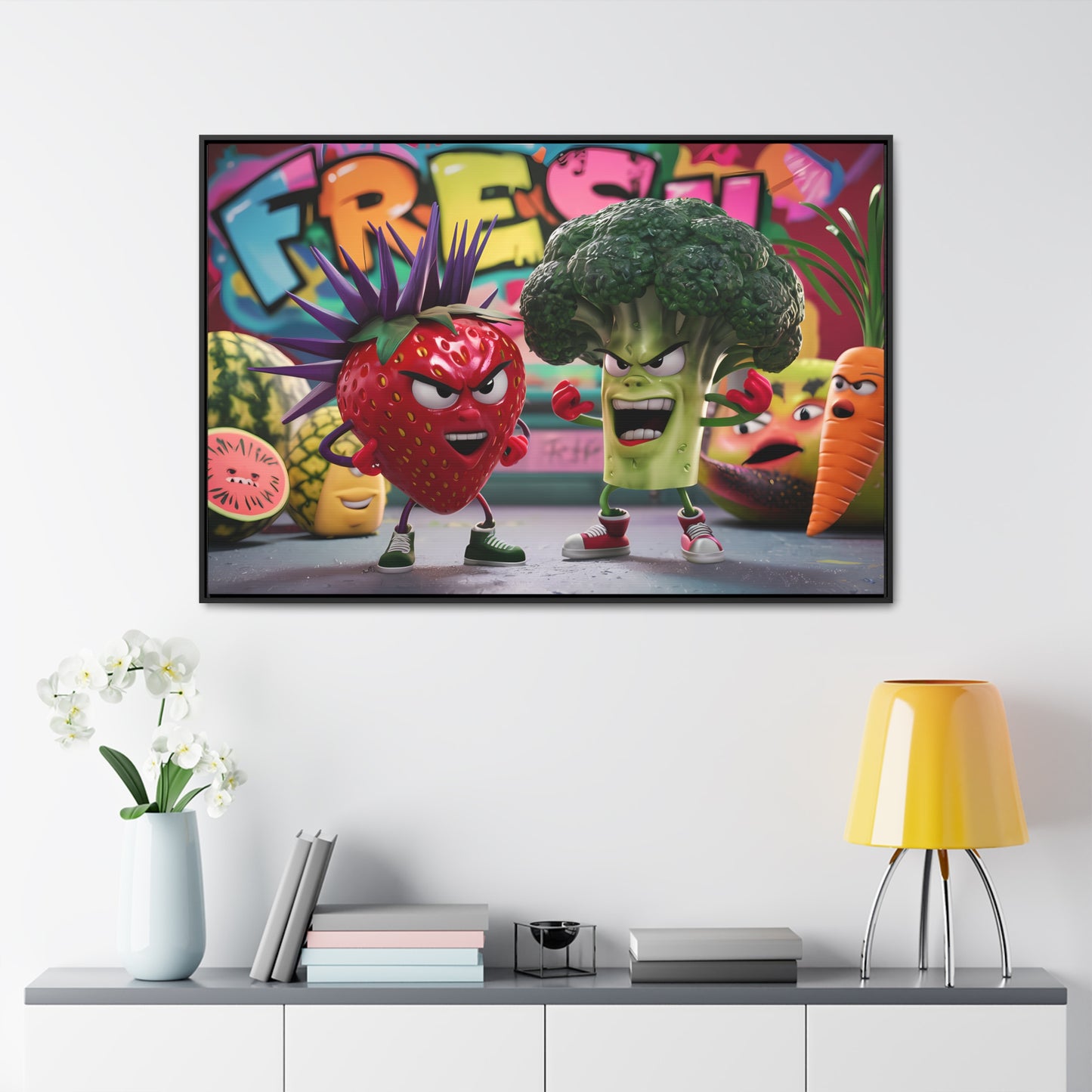 "Fresh Fight: Battle of the Bites" - Gallery Canvas Wraps, Horizontal Frame