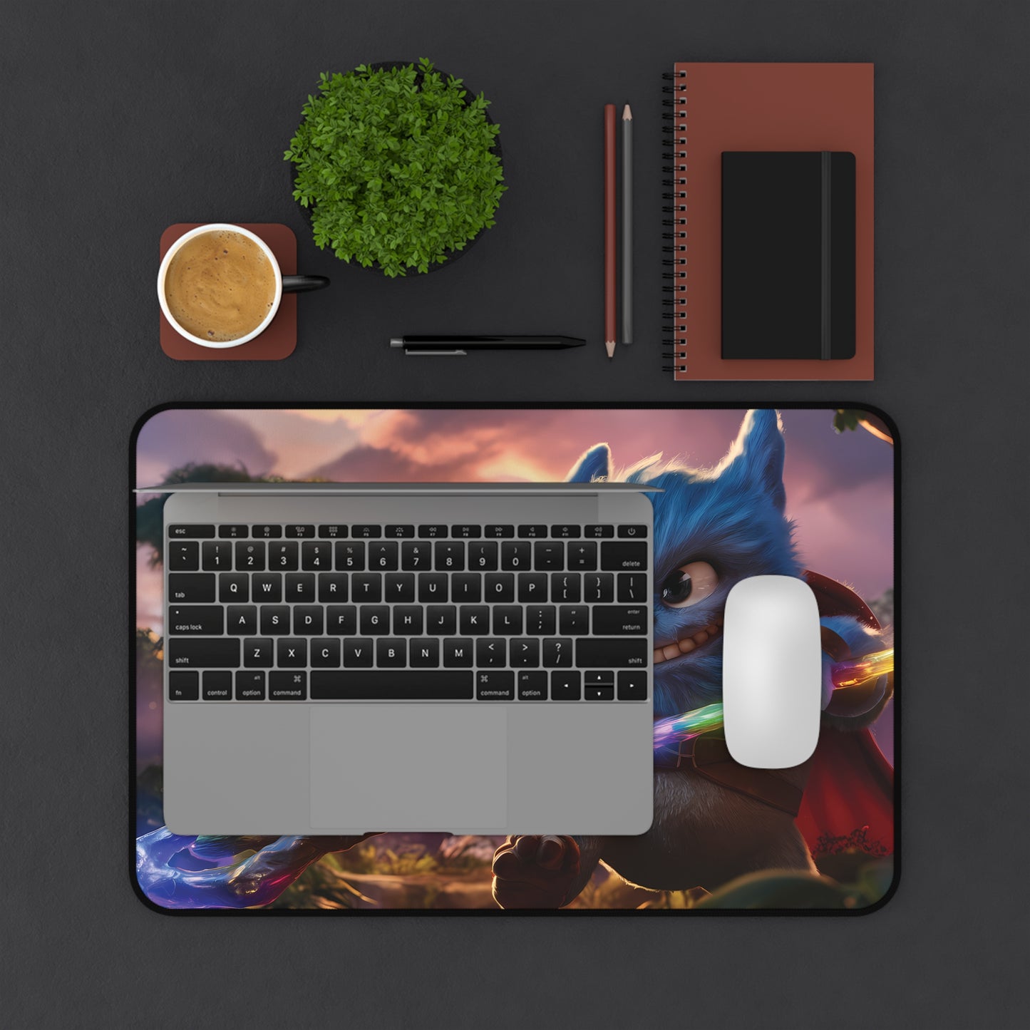 Cute Alien Fire Mage - Desk Mat