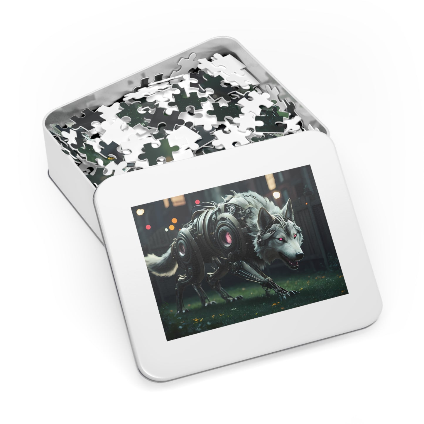 Cybernetic Alpha Wolf in the Urban Night - Jigsaw Puzzle (30, 110, 252, 500,1000-Piece)