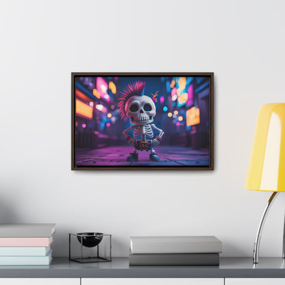 Punk Skeleton in Neon City - Gallery Canvas Wraps, Horizontal Frame