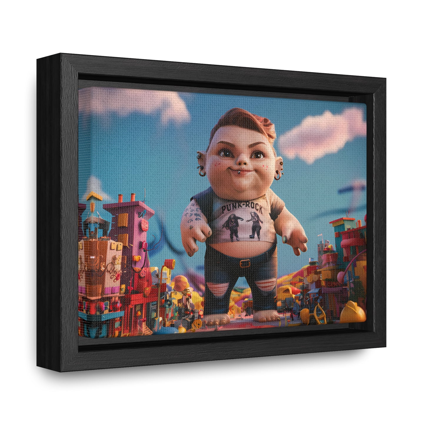 "Punk Rock Titan in Toy Town" - Gallery Canvas Wraps, Horizontal Frame