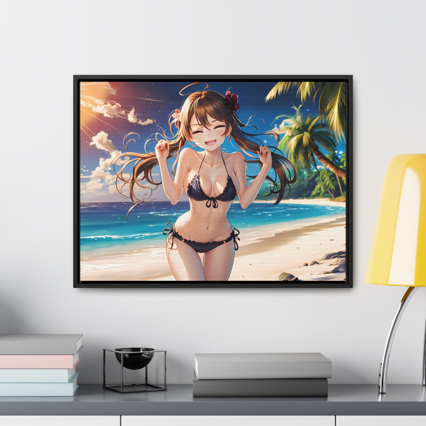 Sunlit Joy on the Beach - Gallery Canvas Wraps, Horizontal Frame