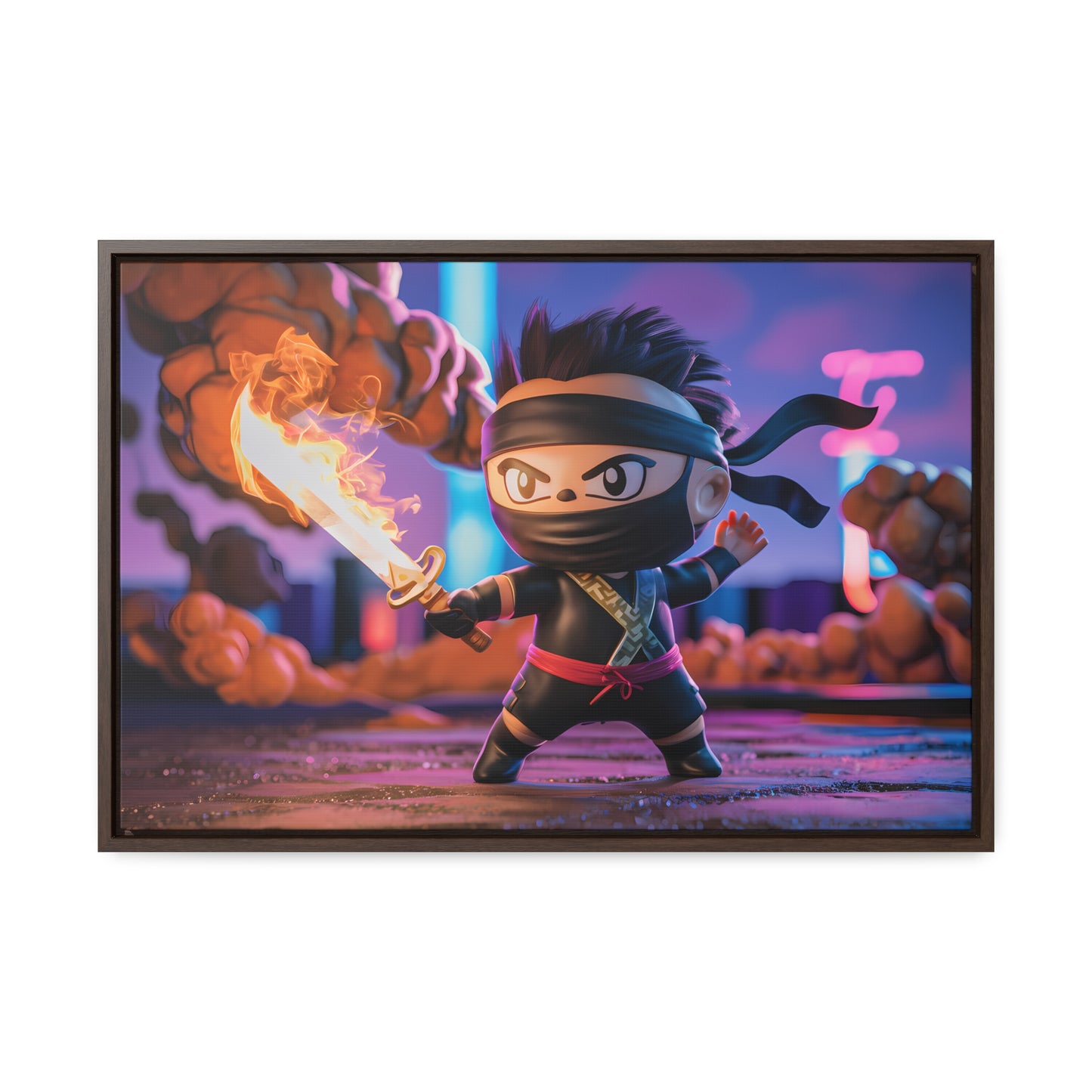 "Flameblade Ninja in Action" - Gallery Canvas Wraps, Horizontal Frame