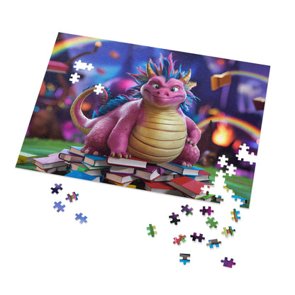 The Bookish Dragon's Enchanted Library - Jigsaw Puzzle (30, 110, 252, 500,1000-Piece)