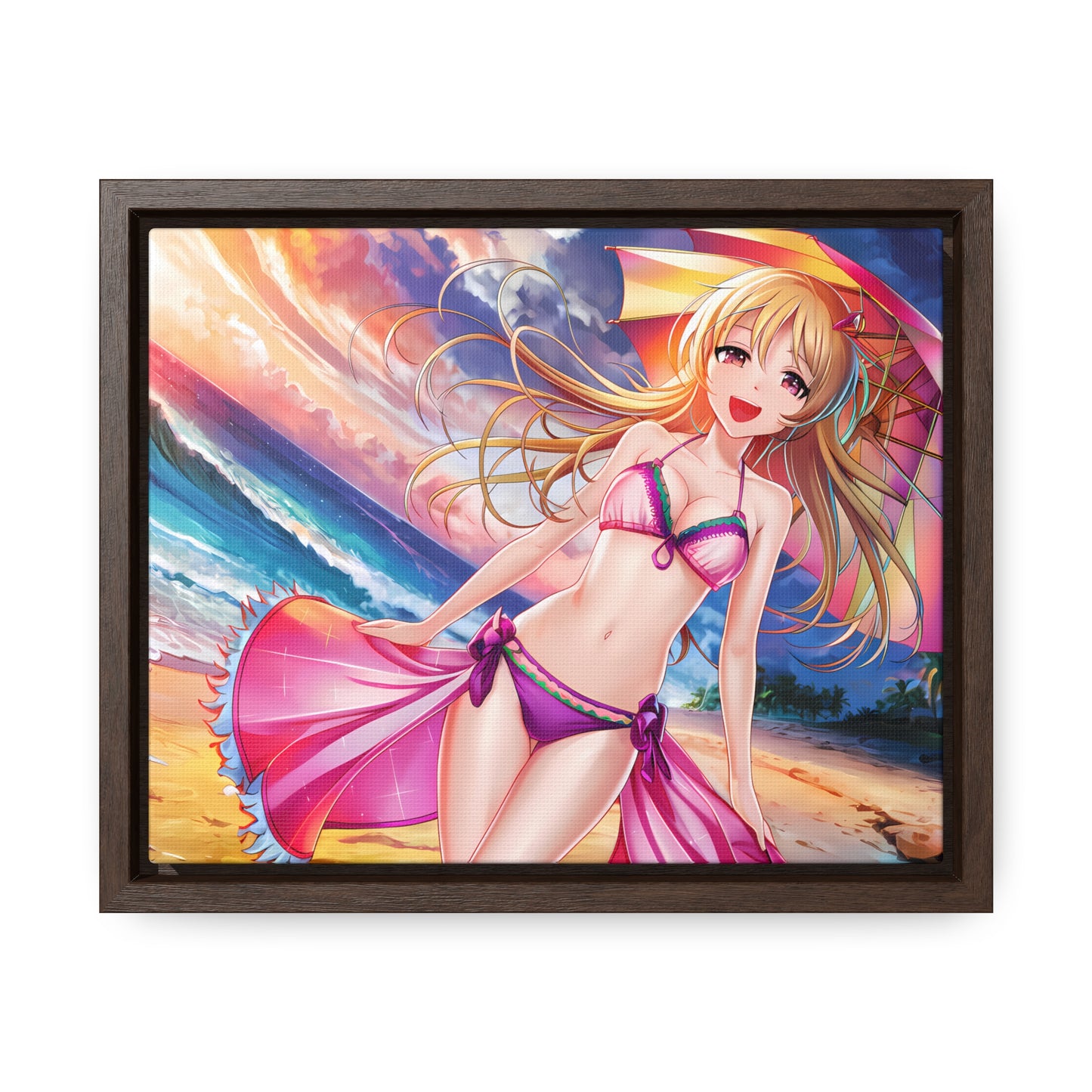 Sunset Stroll on the Beach - Gallery Canvas Wraps, Horizontal Frame