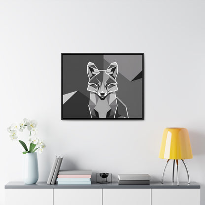 "Geometric Fox in Monochrome" - Gallery Canvas Wraps, Horizontal Frame