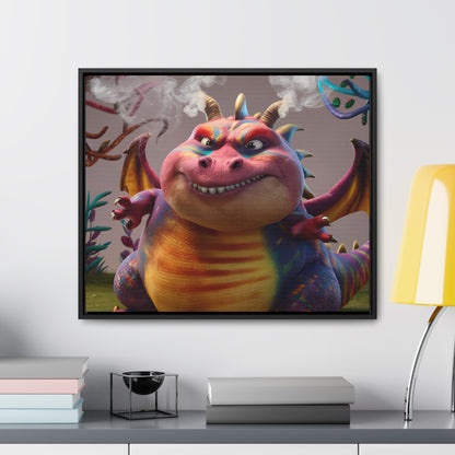 "Smug Rainbow Dragon in a Whimsical Forest" - Gallery Canvas Wraps, Horizontal Frame