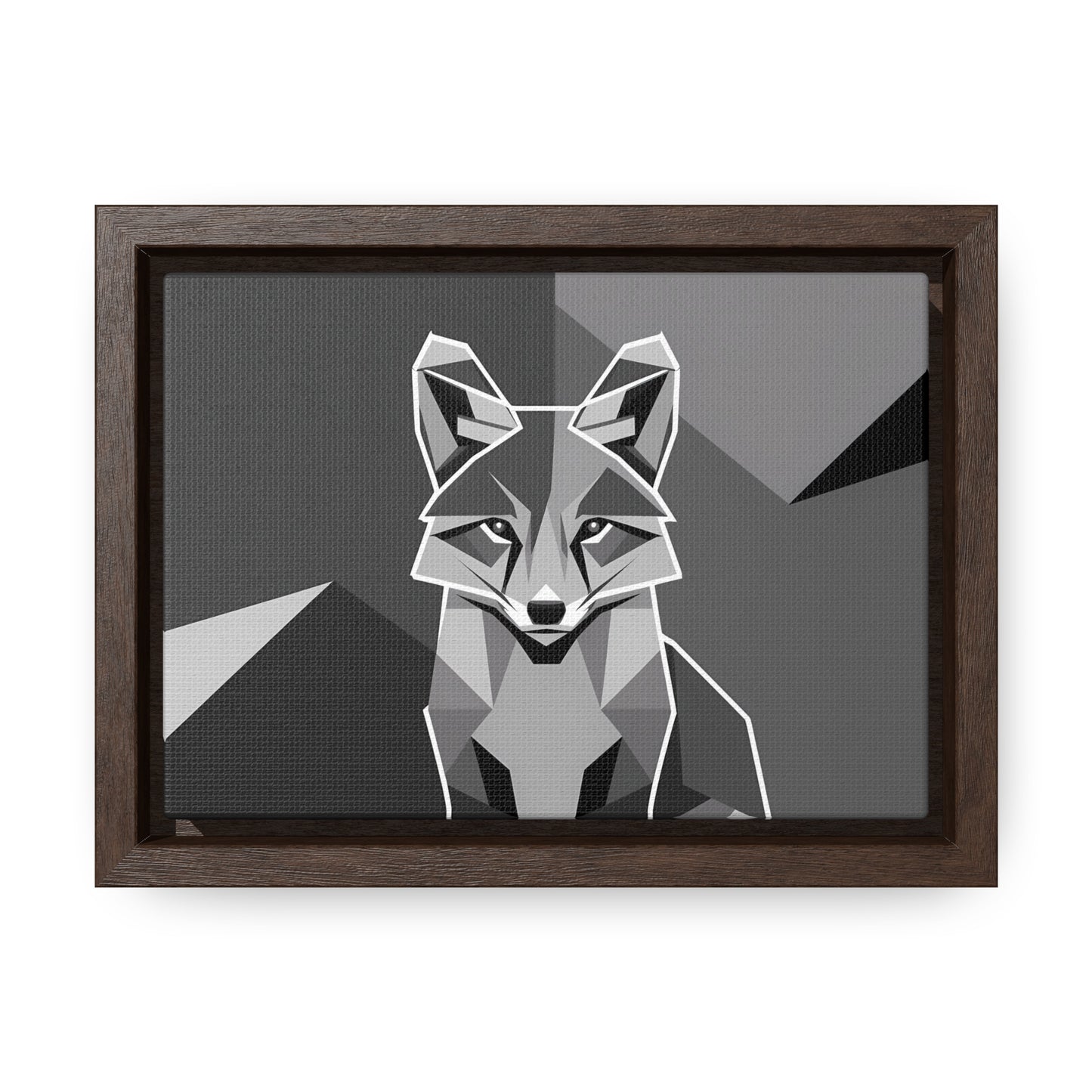 "Geometric Fox in Monochrome" - Gallery Canvas Wraps, Horizontal Frame