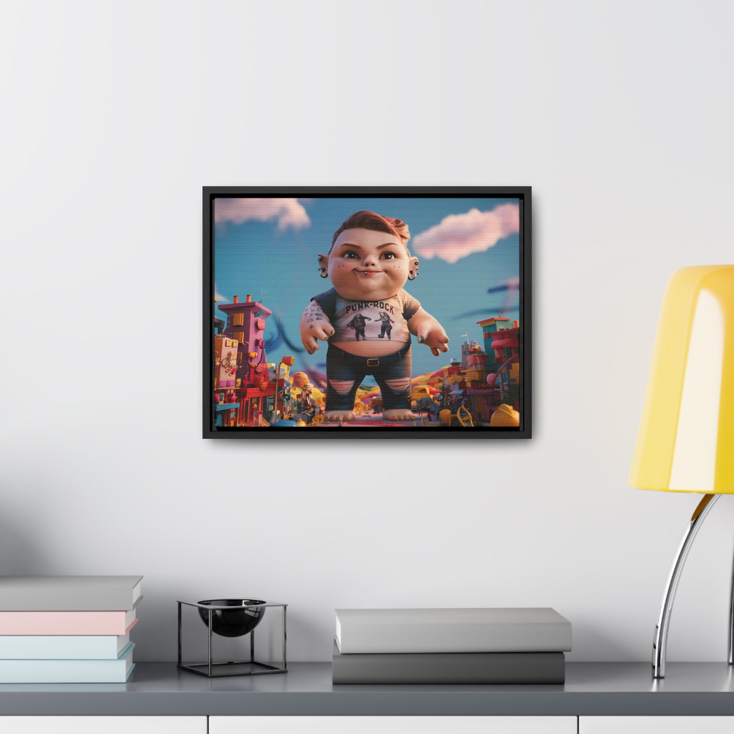 "Punk Rock Titan in Toy Town" - Gallery Canvas Wraps, Horizontal Frame