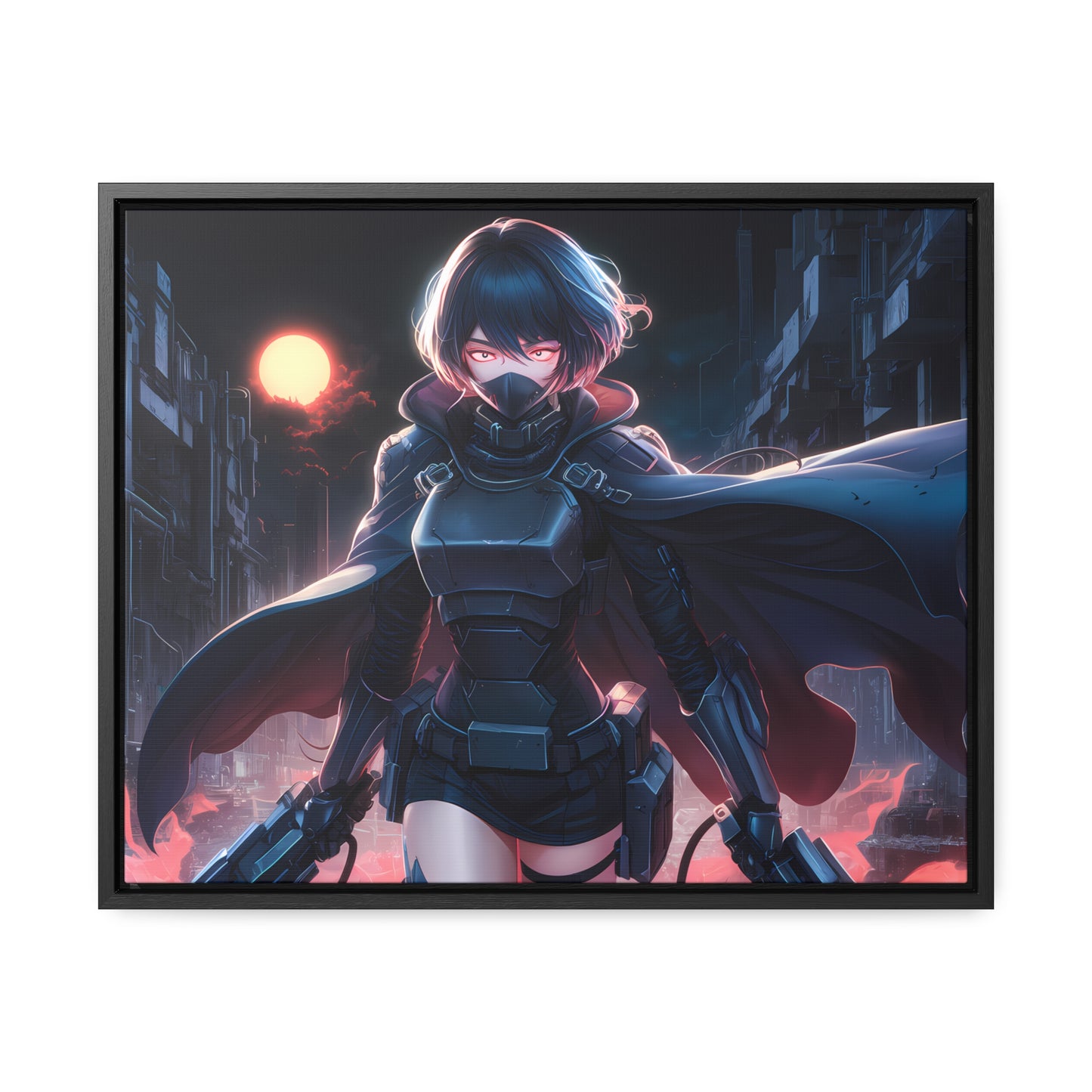 "Nightblade: The Cyberpunk Vigilante" - Gallery Canvas Wraps, Horizontal Frame