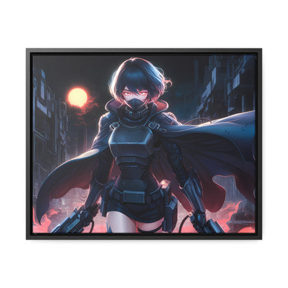 "Nightblade: The Cyberpunk Vigilante" - Gallery Canvas Wraps, Horizontal Frame