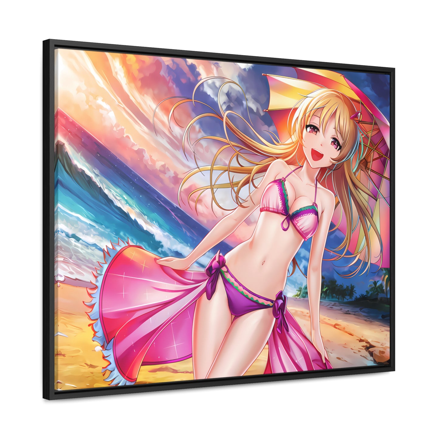 Sunset Stroll on the Beach - Gallery Canvas Wraps, Horizontal Frame