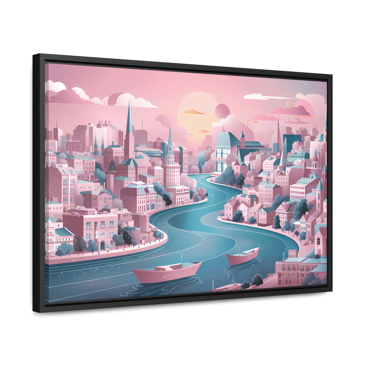 Serene City at Dawn - Gallery Canvas Wraps, Horizontal Frame