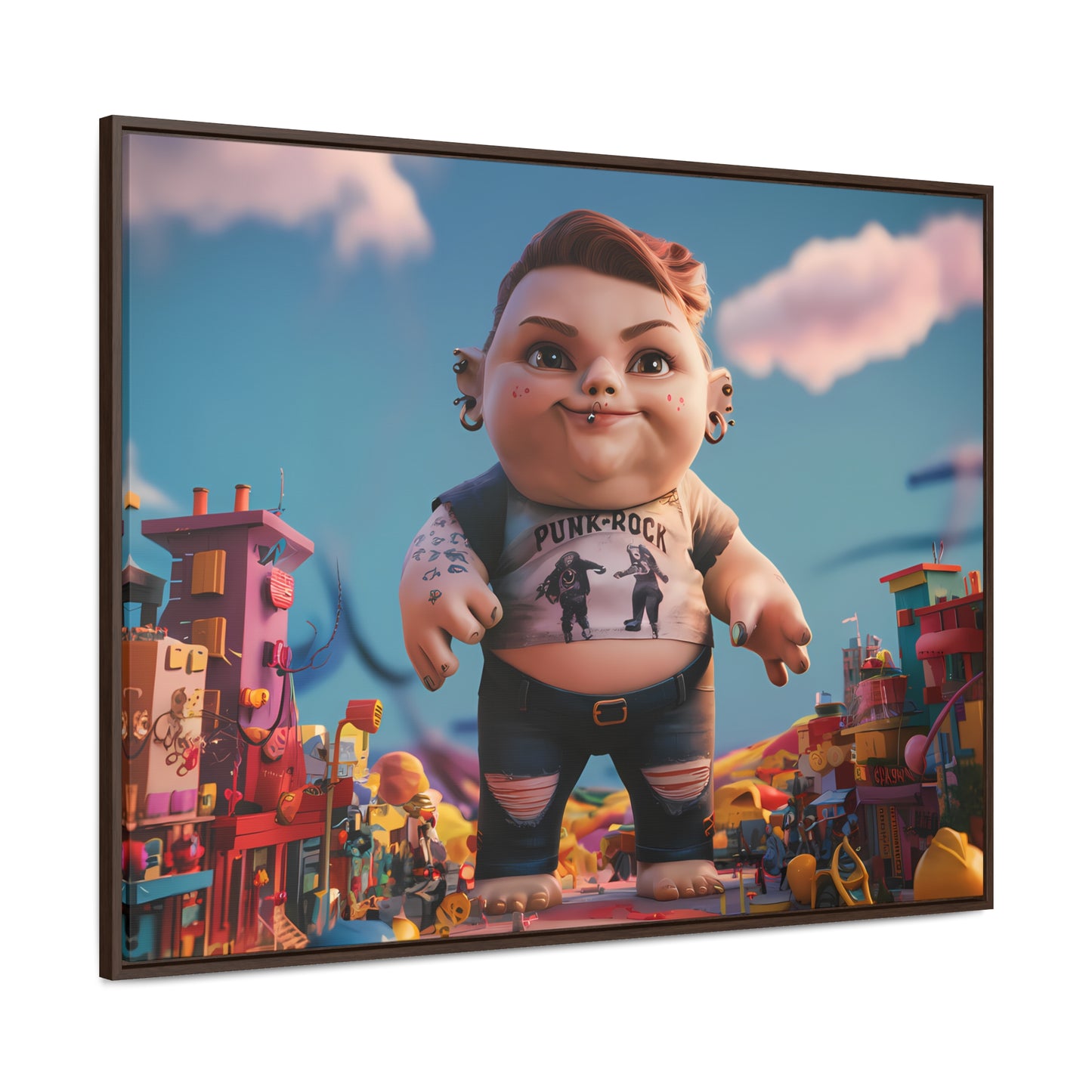 "Punk Rock Titan in Toy Town" - Gallery Canvas Wraps, Horizontal Frame