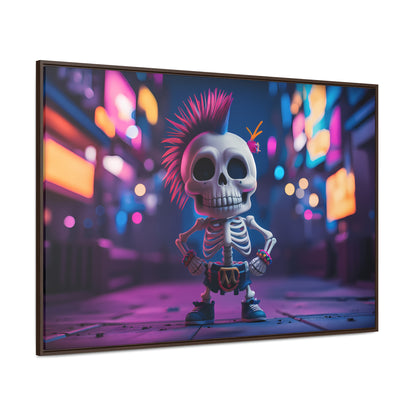 Punk Skeleton in Neon City - Gallery Canvas Wraps, Horizontal Frame