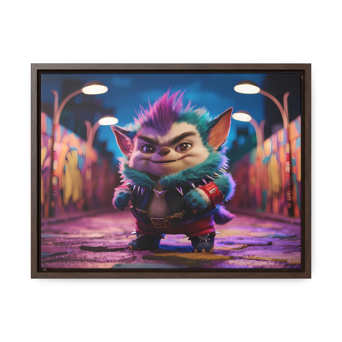 Rebel Furry in the Neon Alley - Gallery Canvas Wraps, Horizontal Frame